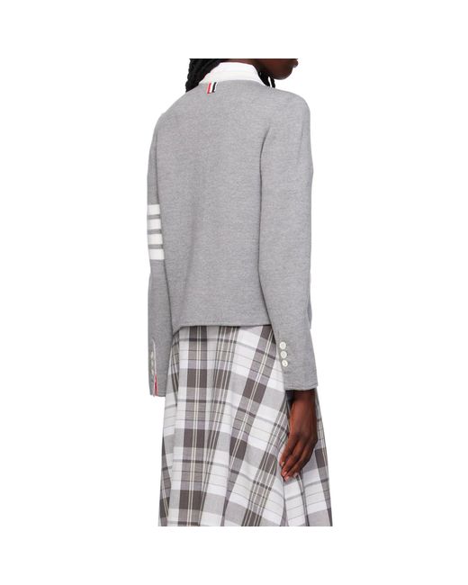 Thom Browne Gray Thom E 4- Bar Wool Cardigan