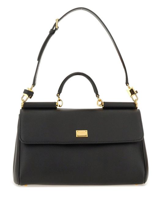 Dolce & Gabbana Black Leather My Sicily Top Handle Bag