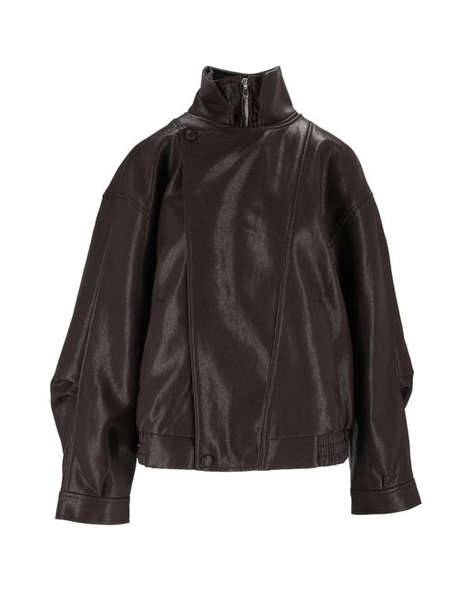 ELEH Black Dark Glossy High Collar Cropped Jacket