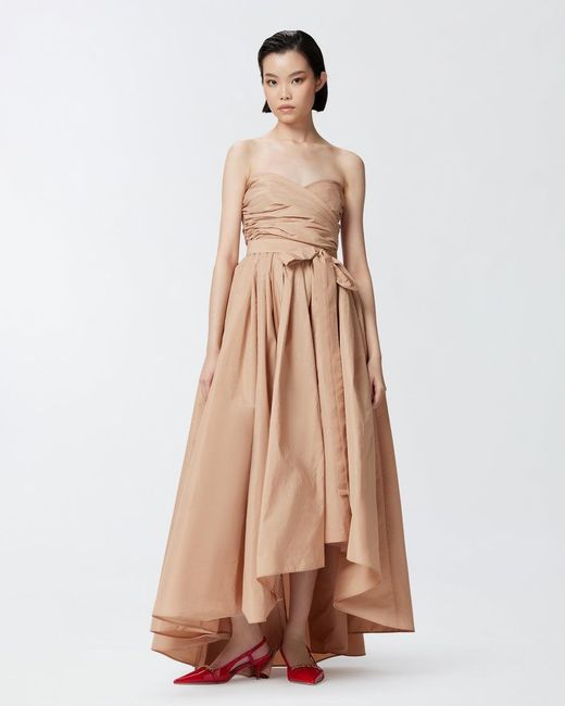 Pinko Natural Strapless High-Low Dress With Sweetheart Neckline