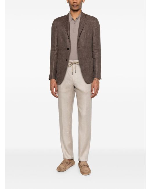 Boglioli Brown Linen Double-Breasted Jacket for men