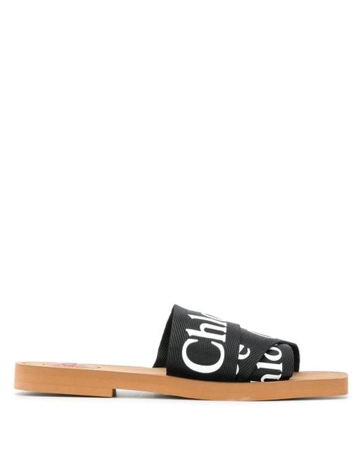 Chloé Black Woody Flat Sandals