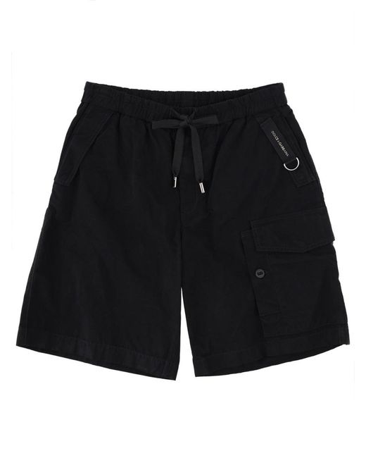 Dolce & Gabbana Black Shorts Drawstring Cotton Blend for men