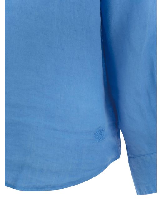 Vilebrequin Lange Mouwen Linnen Shirt in het Blue