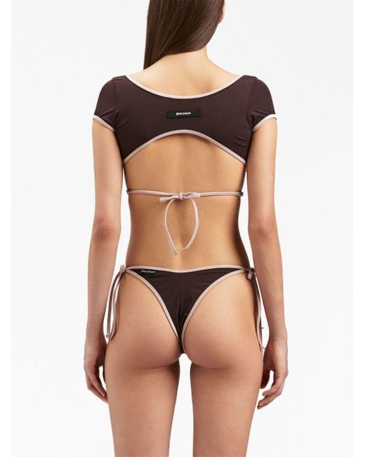 Palm Angels Brown Cap Sleeves Bikini Top