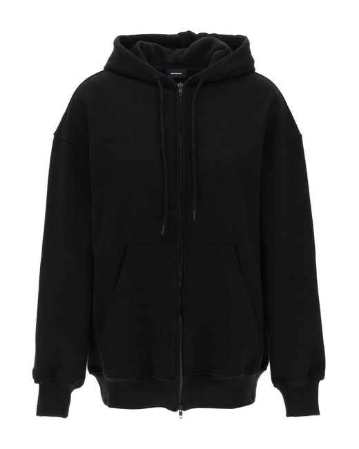 Maxi felpa con zip e cappuccio di Wardrobe NYC in Black