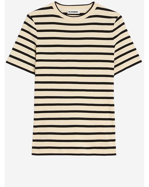 Jil Sander Red Cotton T Shirt With Striped Pattern