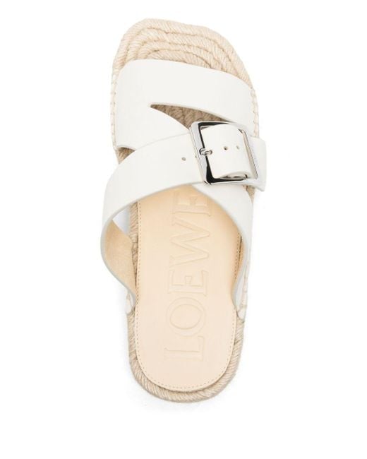 Loewe White Petal Leather Sandals