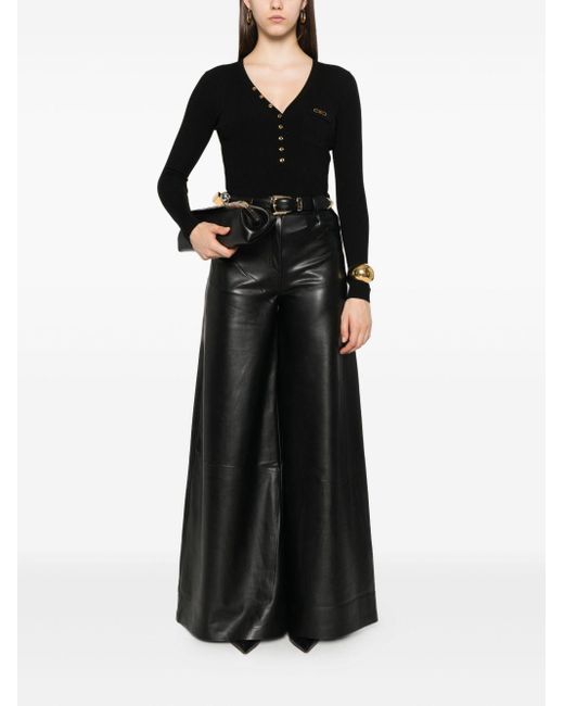 Elisabetta Franchi Top Met Lange Mouwen En Logodetail in het Black
