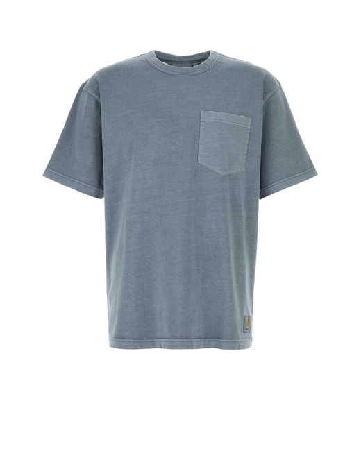 Carhartt Blue Powder Crewneck Logo Pocket T-Shirt for men