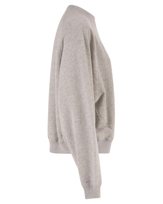 Polo Ralph Lauren White Cropped Cotton Sweatshirt With Polo Bear Print