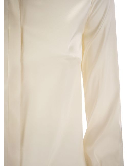 Elisabetta Franchi Natural Straight Silk Satin Shirt