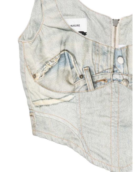 Haikure White Sleeveless V-neck Top