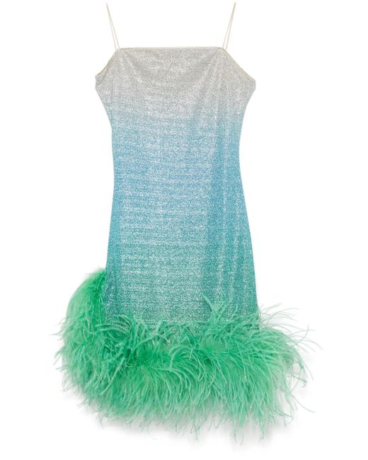 Oseree Green Lumiere Shade Plumage Mini Dress