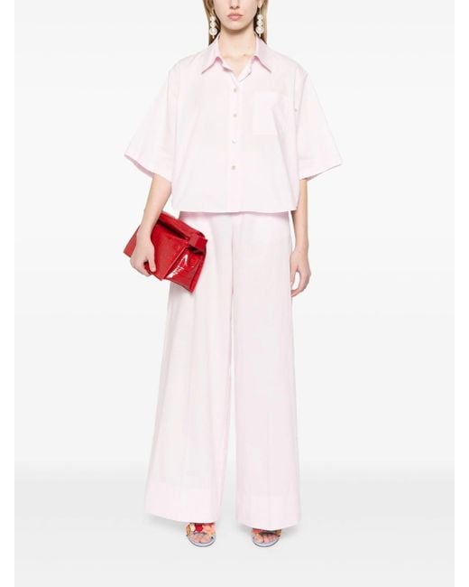 Forte_forte Pink Bci Cotton Popline Essential Flared Pants Clothing