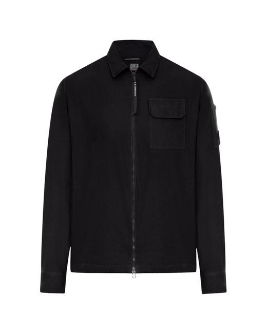 C P Company Black Overshirt Full Zip Nera