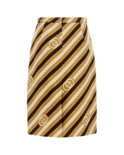 Gucci Natural Multicolour Stripes Logo Skirt