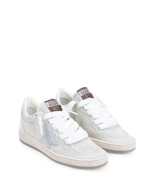 Golden Goose Deluxe Brand White Allstar Nappa And Glitter Leather Upper, Nappa Toe, Heel, And Spur Suede Star
