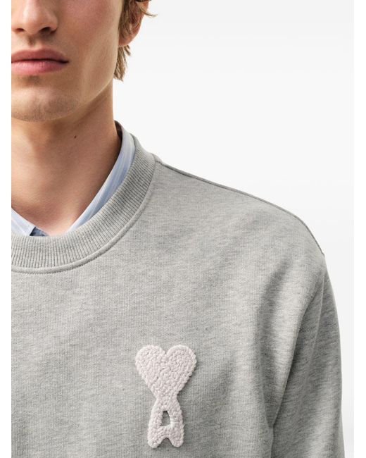 AMI Gray Ami De Coeur Cotton Sweatshirt for men