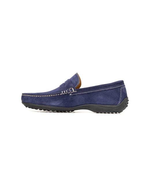 Paraboot Blue Moccasin-Style Sneakers With Pebbled Rubber Sole for men