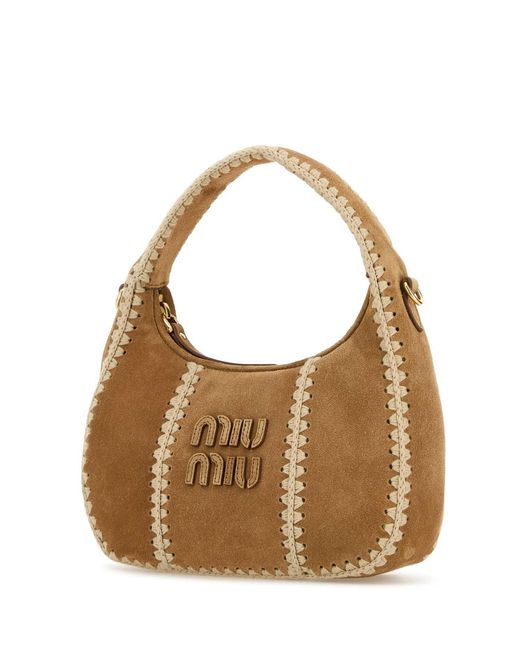 Miu Miu Brown Beige Suede Handbag