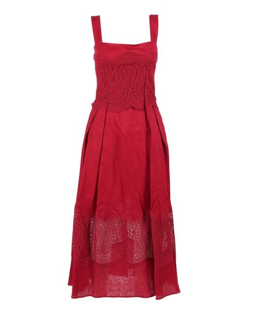 Abito Con Pizzo Clips en coloris Red