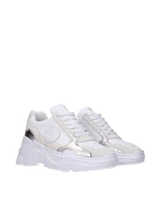 Versace Jeans White Sneakers Couture Donna Pelle Bianco/Argento