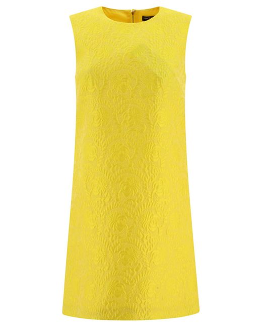 Brocade Mini Abito di Dolce & Gabbana in Yellow