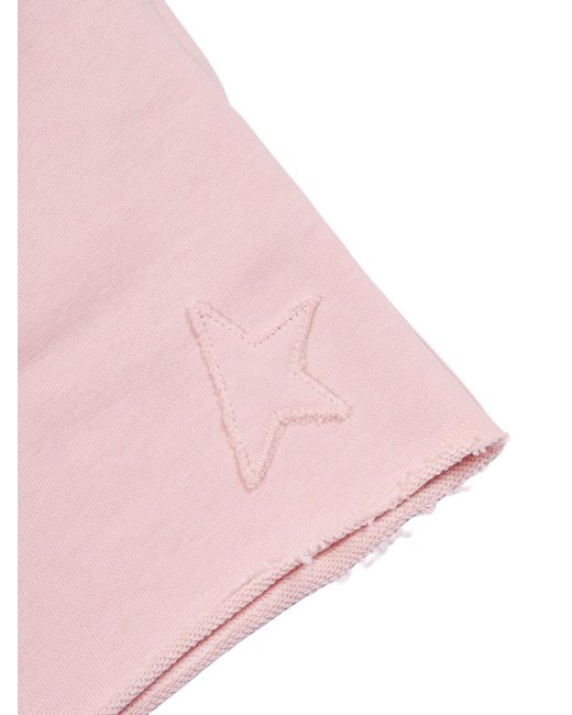 Golden Goose Deluxe Brand Pink Star Girl's Short Blend Cotton Fleece With Patch And Print for men