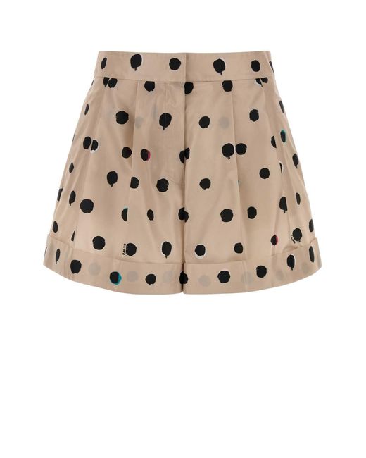 Fendi Natural Printed Taffeta Shorts