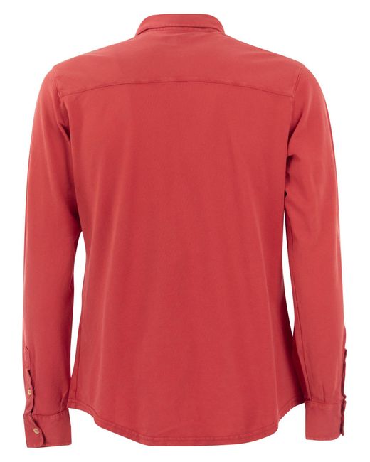 Robert Cotton Piqué Shirt di Fedeli in Red
