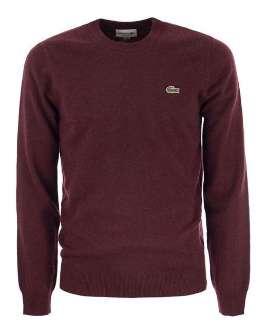Lacoste Purple Crew Neck Pullover in Wollmischung