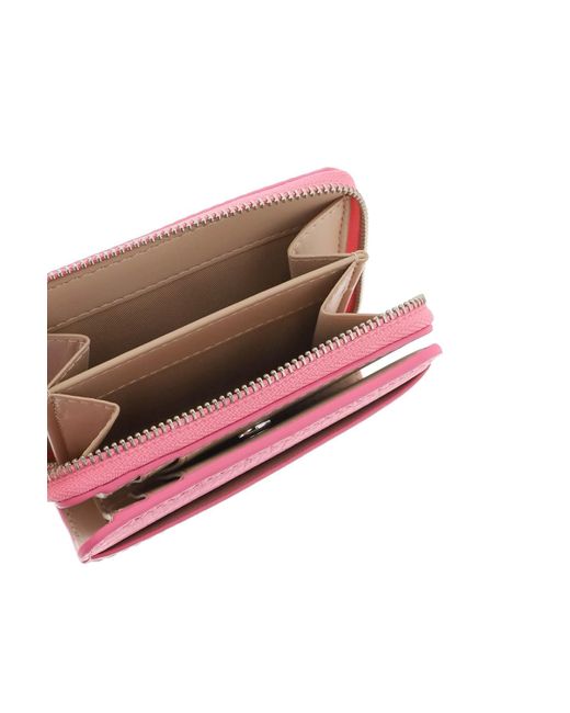 Marc Jacobs De Lederen Mini Compacte Portemonnee in het Pink