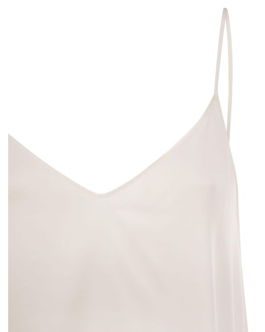 Antonelli White Fluid Silk Stretch Camisole Top