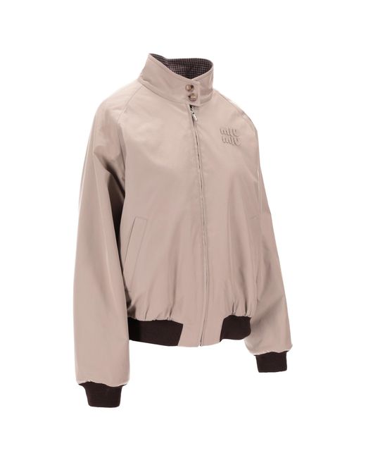 Miu Miu Pink Logo Mandarin Collar Jacket