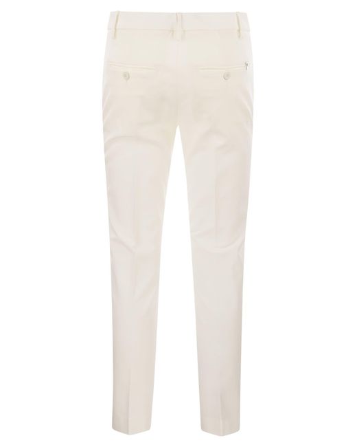 Dondup White Perfect Slim Fit Stretch Trousers