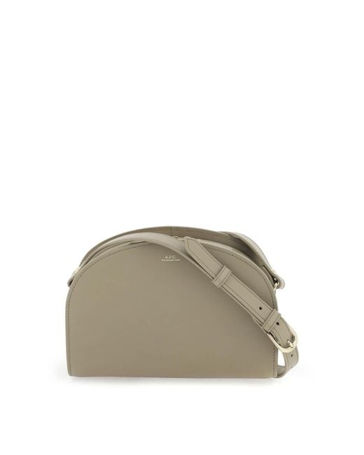 A.P.C. Demi Lune Crossbody Bag Grey Leather in Natural Lyst