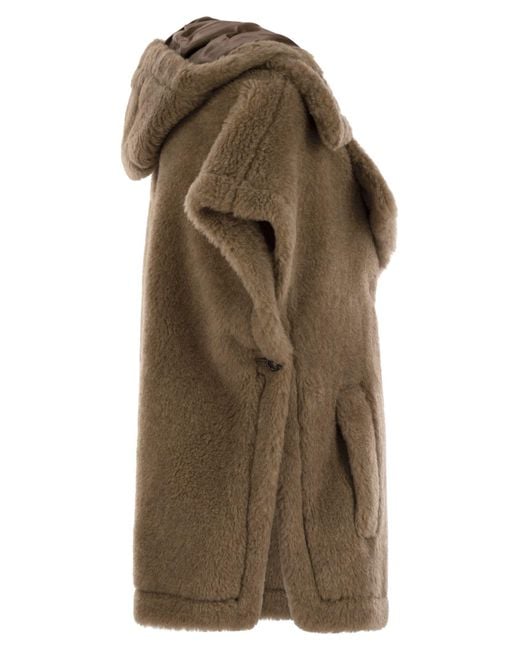 Max Mara Green Lanoso4 Teddy Fabric Vest Cape
