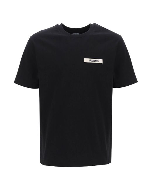 Jacquemus 'le T -shirt Gros Grain' Crew Neck T -shirt in het Black voor heren
