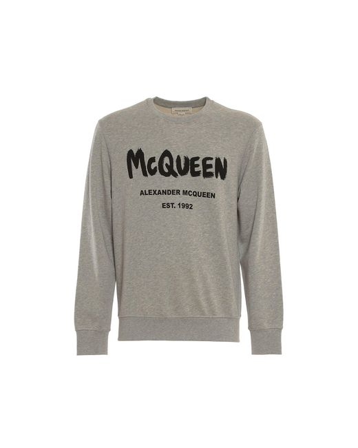 Camiseta deportiva con logo estampado de Alexander McQueen de hombre de color Gray