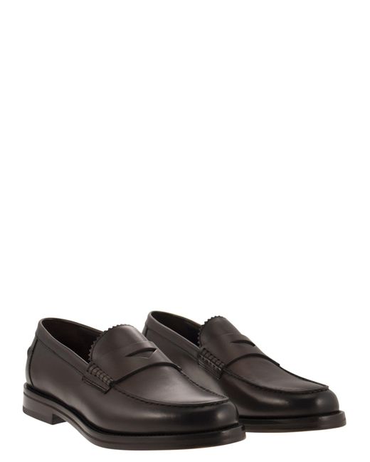 Doucal's Leer Penny Loafer in het Black voor heren