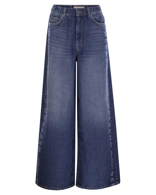 Weekend by Maxmara Blue Lisotte Wide Jeans With Logo for men
