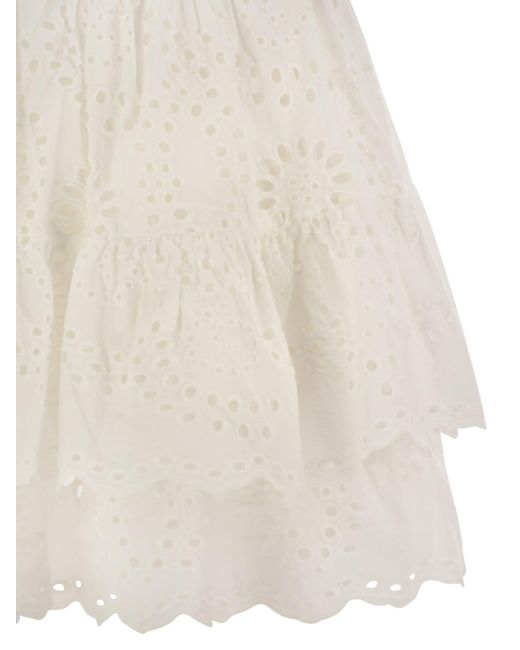 Mc2 Saint Barth Natural Eivissa Miniskirt With Ruffles
