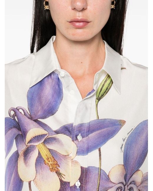 Camisa de seda estampada de Pierre Louis Mascia de color White