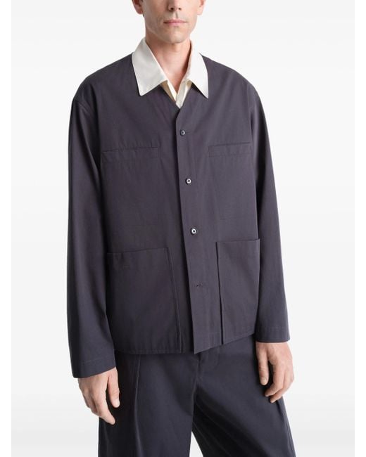 Lemaire Blue Collarless Overshirt