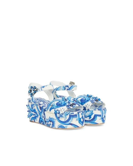 Sandalias de cuña Dolce & Gabbana de color Blue