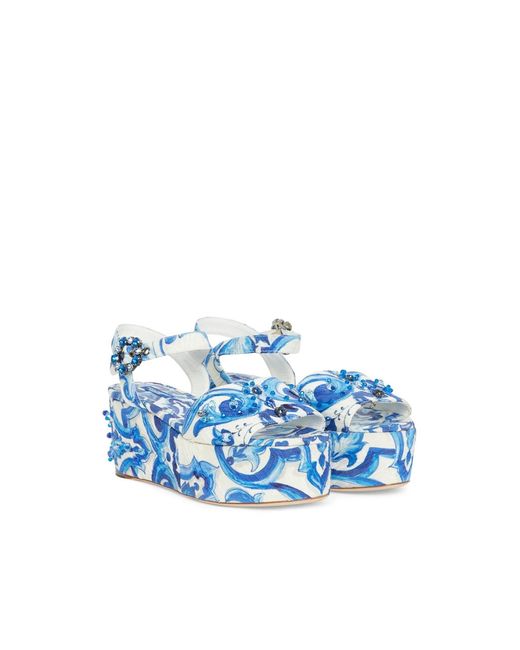Dolce & Gabbana Blue Wedge Sandals