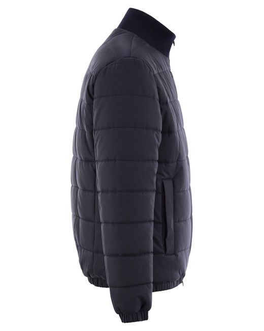 Kiton Blue Technical Fabric Bomber Jacket for men