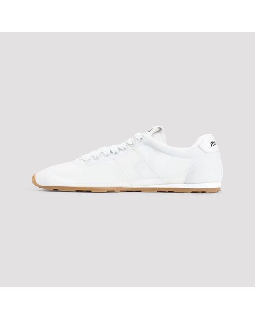 Miu Miu White Lace Up Sneakers