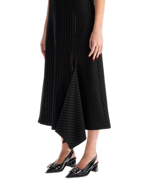 Ganni Black Midi Kleid in Lenzing